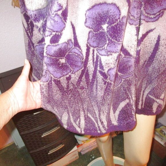 80s Vtg Black Mountain Fleece Coat Size 2X High Pile Violets Full Zip Purple - Picture 5 of 10